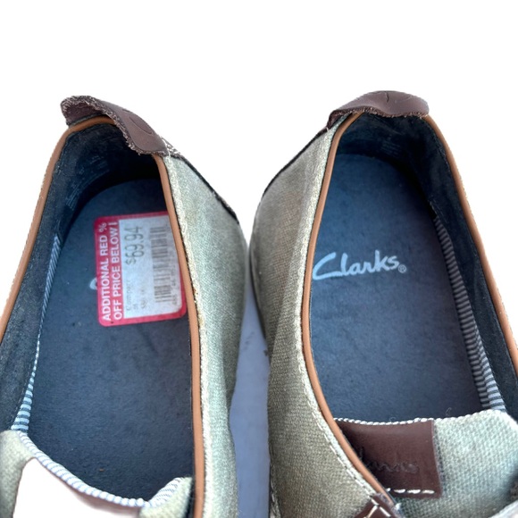 Clarks Mens Canvas Size 9 M Green Shoes Casual Lace Up Loafers - Picture 11 of 13